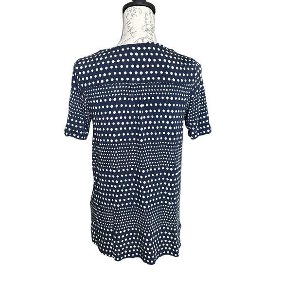 Chico's Polka Dot Navy Tee Modal Blend Petite - Picture 3 of 7